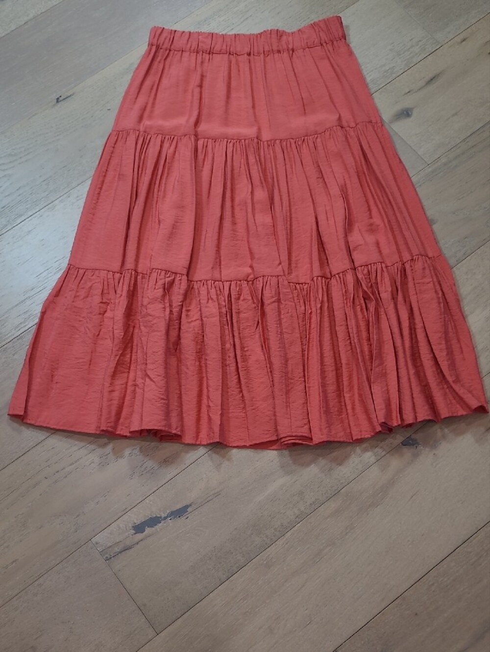 EUC LC Lauren Conrad Skirt Women's sz M Orange Tiered Ruffled Long Skirt - Picture 3 of 12